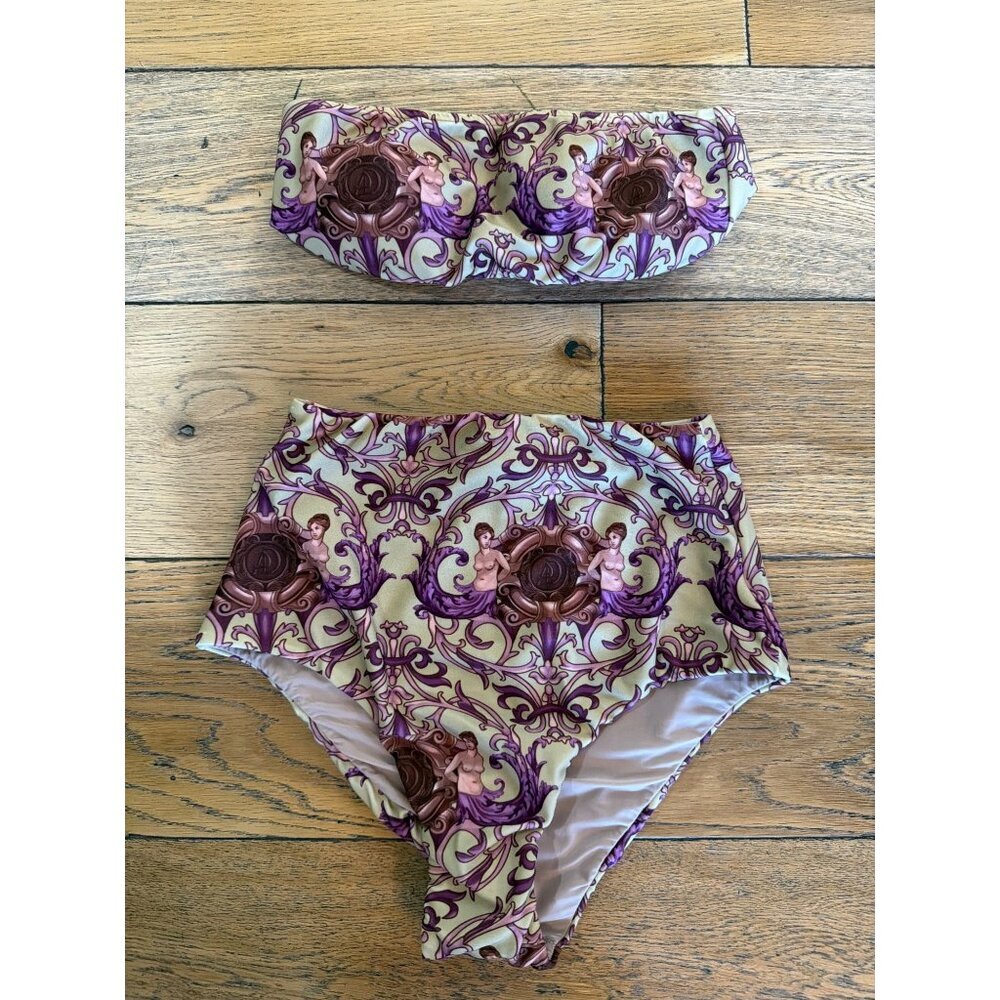 ADRIANA DEGREAS Vintage High-Waisted Bikini Set Citronelle Womens Size Small